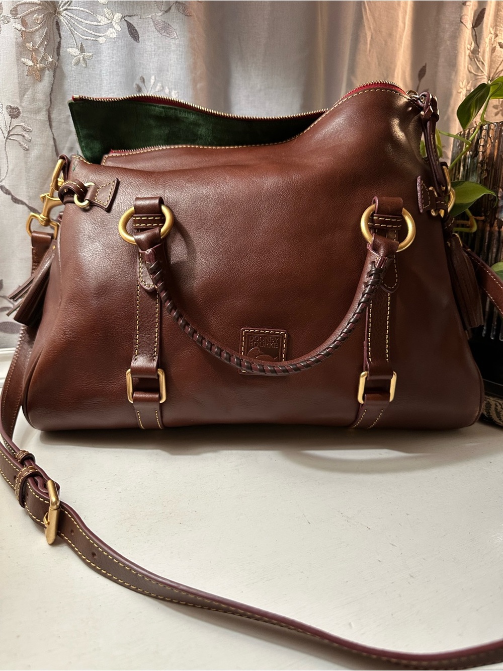 Chestnut Dooney & Bourke Florentine Leather Satchel NWT - Picture 3 of 13